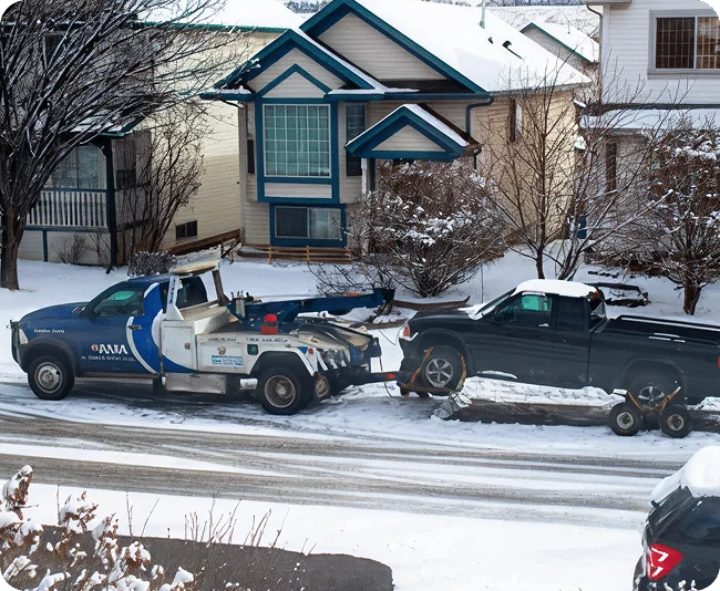 Tow truck towing pickup