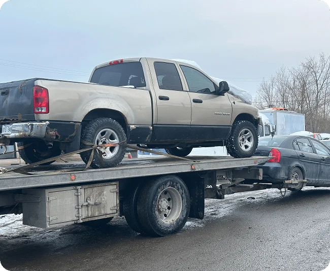 pickup truck on tow truck